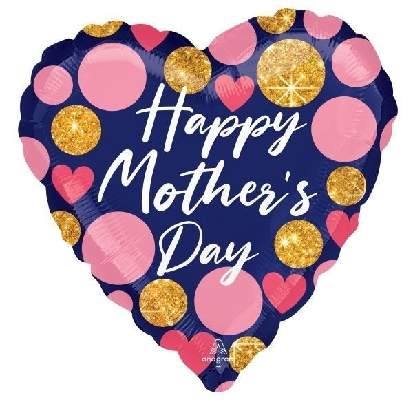 Mother's Day Super Shape Foil Balloon - Navy & Glitter Heart