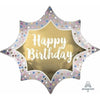 Super Shape Foil Balloon Satin Gold Burst Birthday