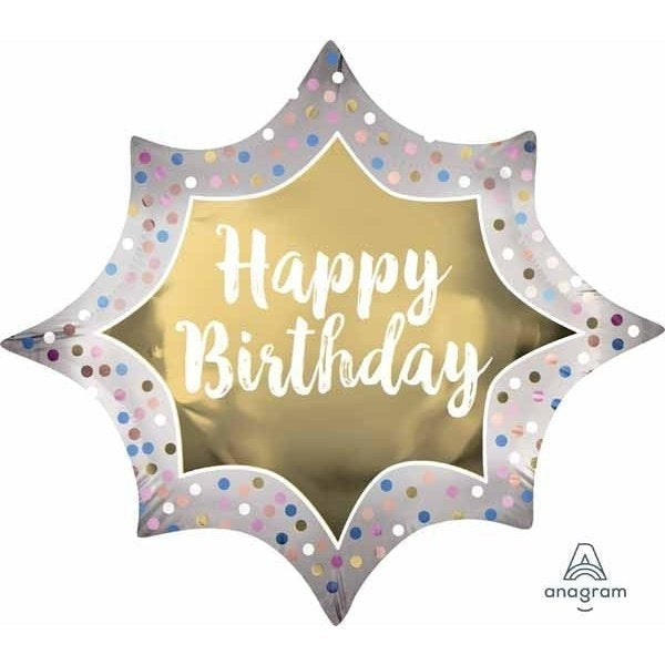 Super Shape Foil Balloon Satin Gold Burst Birthday