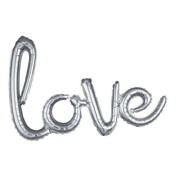 Super Shape Foil Balloon Script Love Silver