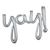 Super Shape Foil Balloon Script Yay Silver
