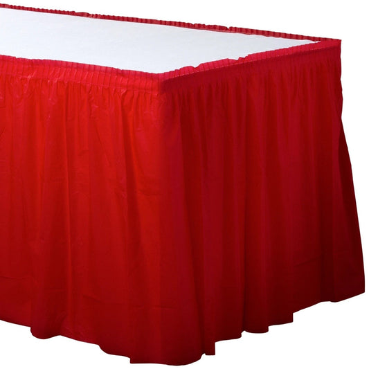 Plastic Table Skirt - Apple Red 21'