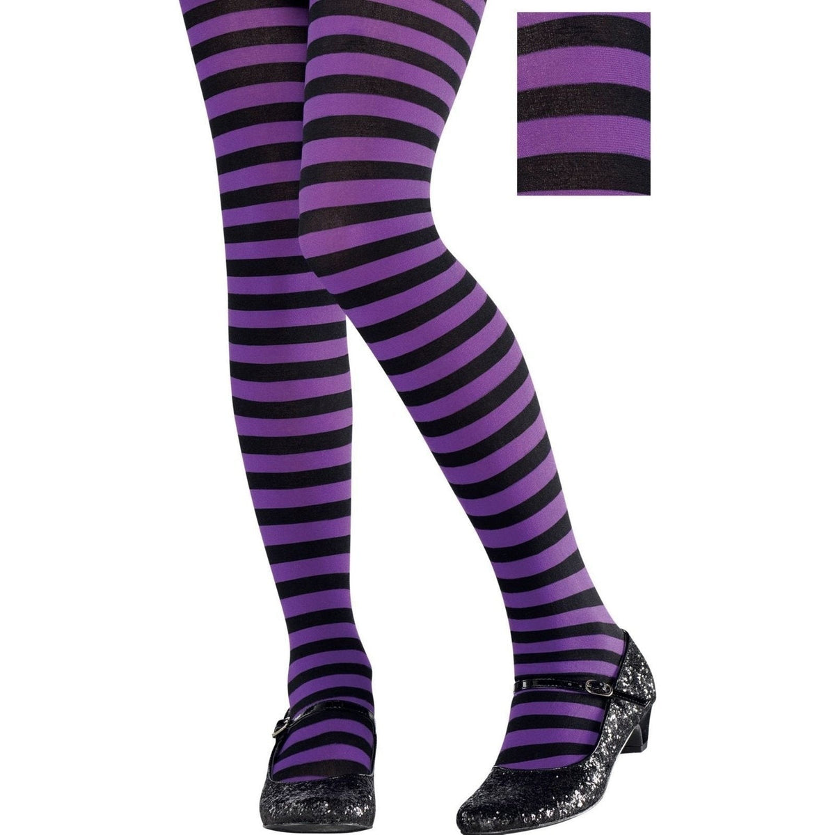 Tights - Striped Purple Black Ch S/M