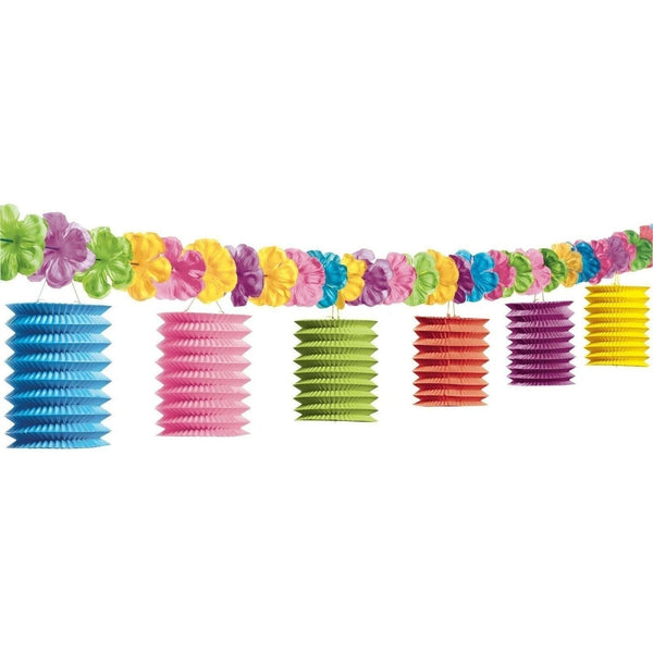 Tiki Lounge W/Flowers Lantern Garland