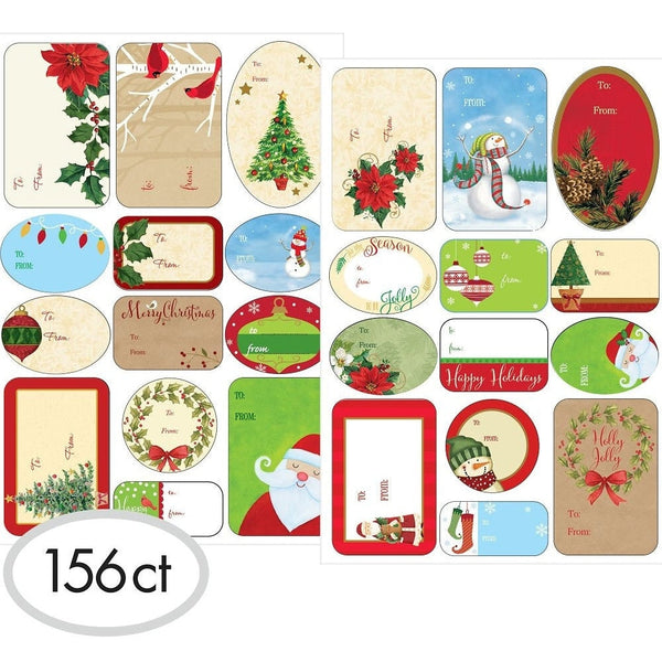 Traditional Christmas Adhesive Labels
