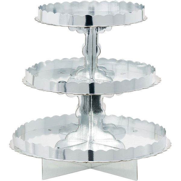 Treat Stand W/Border - Silver