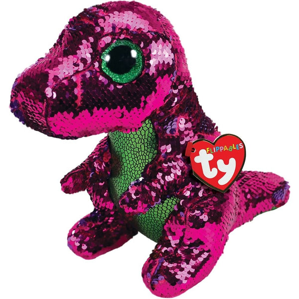 Ty - Flippable Stompy Pink/Green Sequin Dino Med