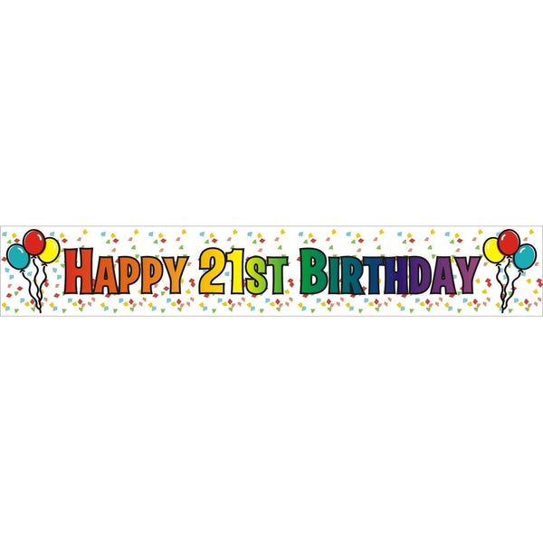 Vinyl Happy 21St Birthday Banner 8.5" X 45"