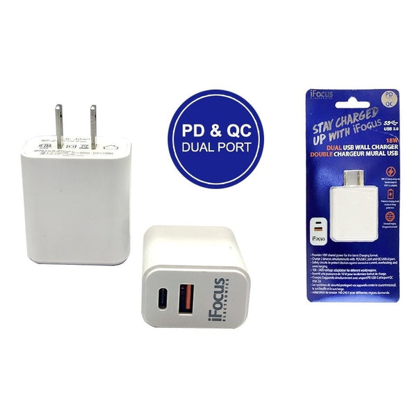 Wall Charger - Usb-C/Usb-A Dual Port 18W