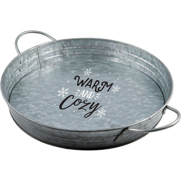 Warm & Cozy Round Serving Tray W/Handles
