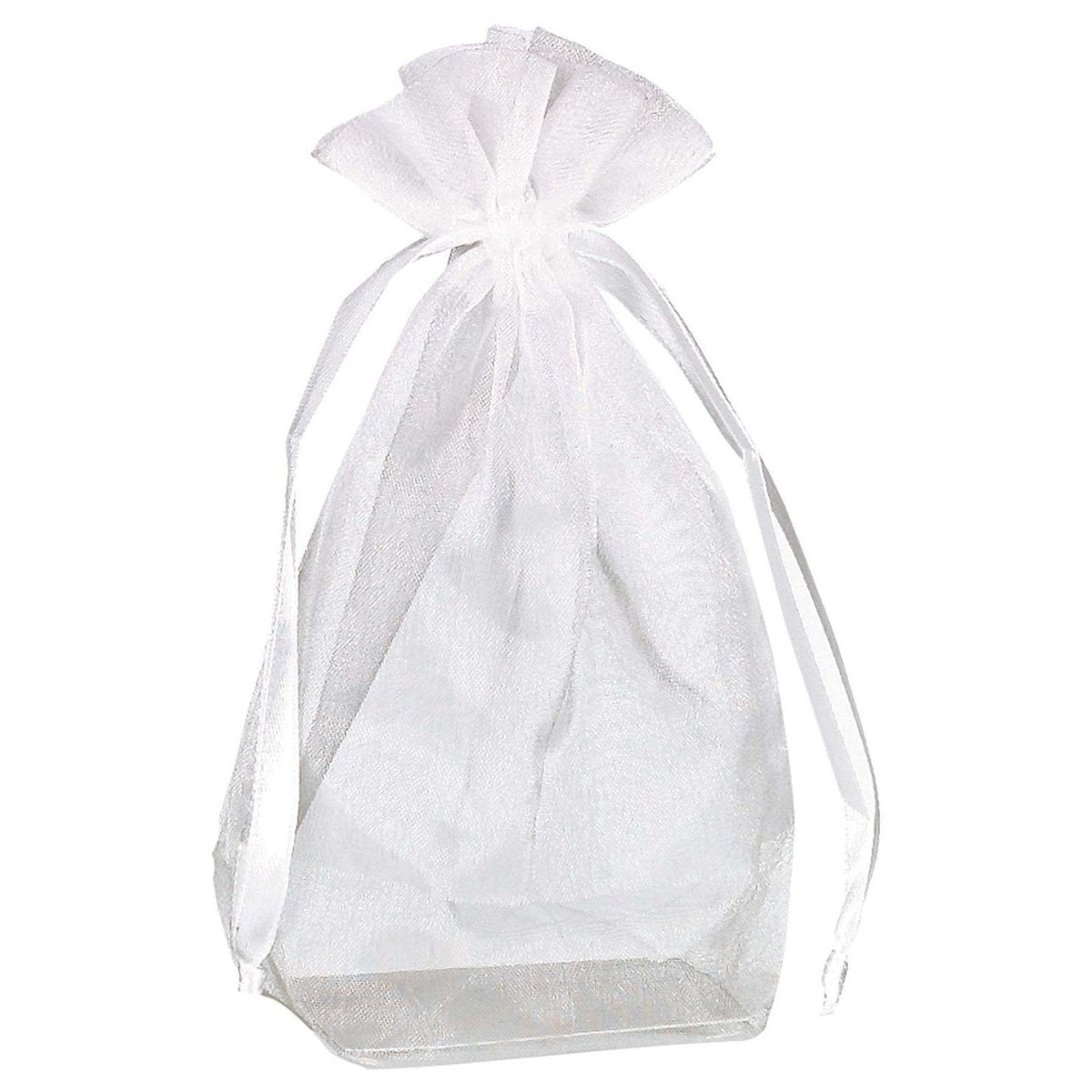 White Organza Box Bottom Favor Bags 12 Count 4" X 6"