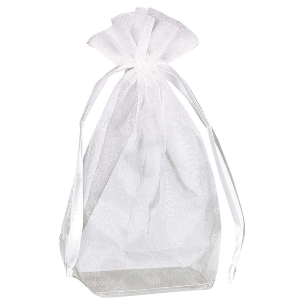 White Organza Box Bottom Favor Bags 12 Count 4" X 6"