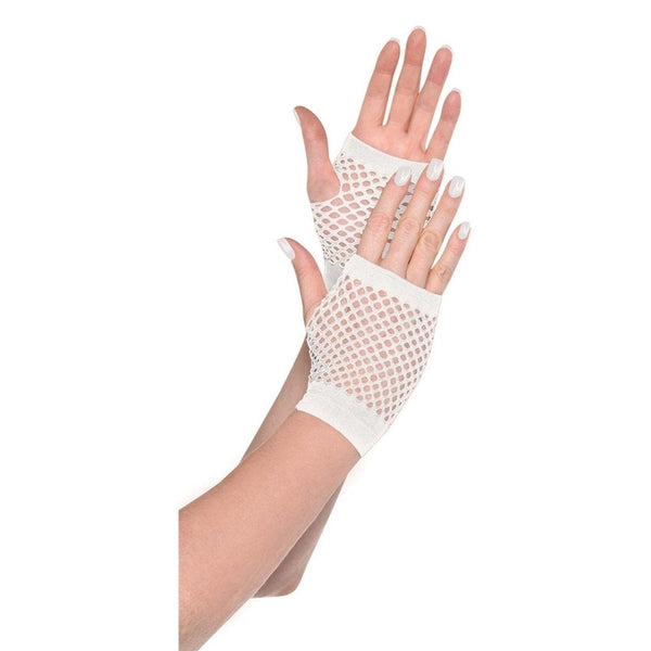 White Short Fishnet Gloves
