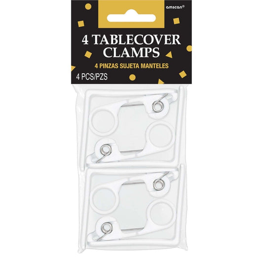 White Tablecover Clamps 4 Count
