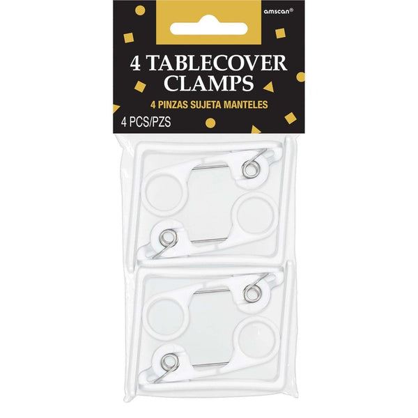 White Tablecover Clamps 4 Count