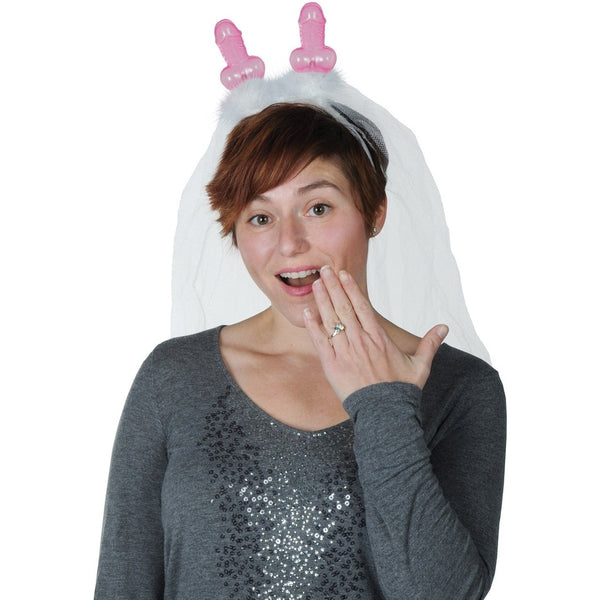 Wiggly Willie Boppers W/Marabou & Veil Attached To Snap-On Headband