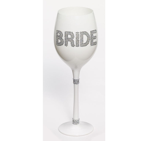 Wine Glass - Bling Bride White