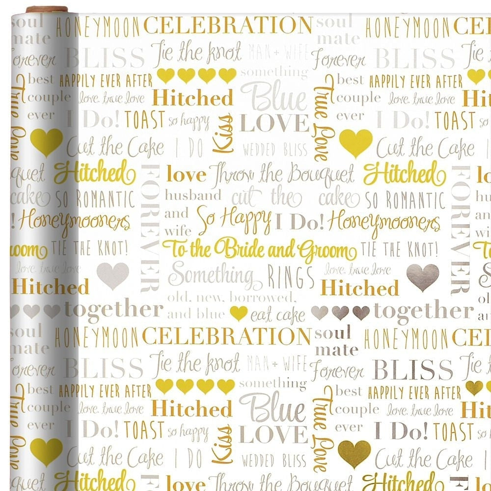 Word Wedding Foil Jumbo Gift Wrap