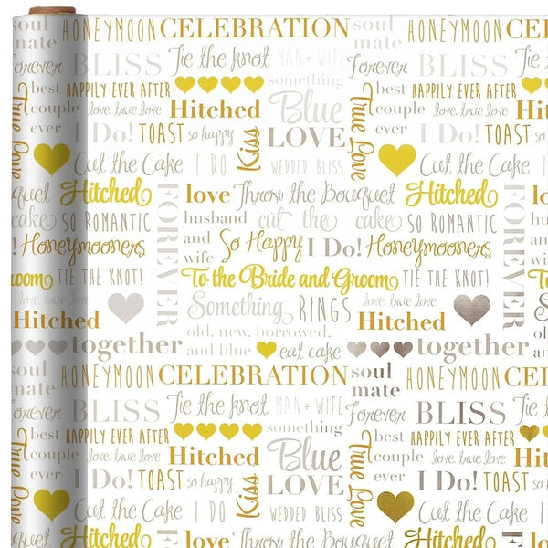 Word Wedding Foil Jumbo Gift Wrap