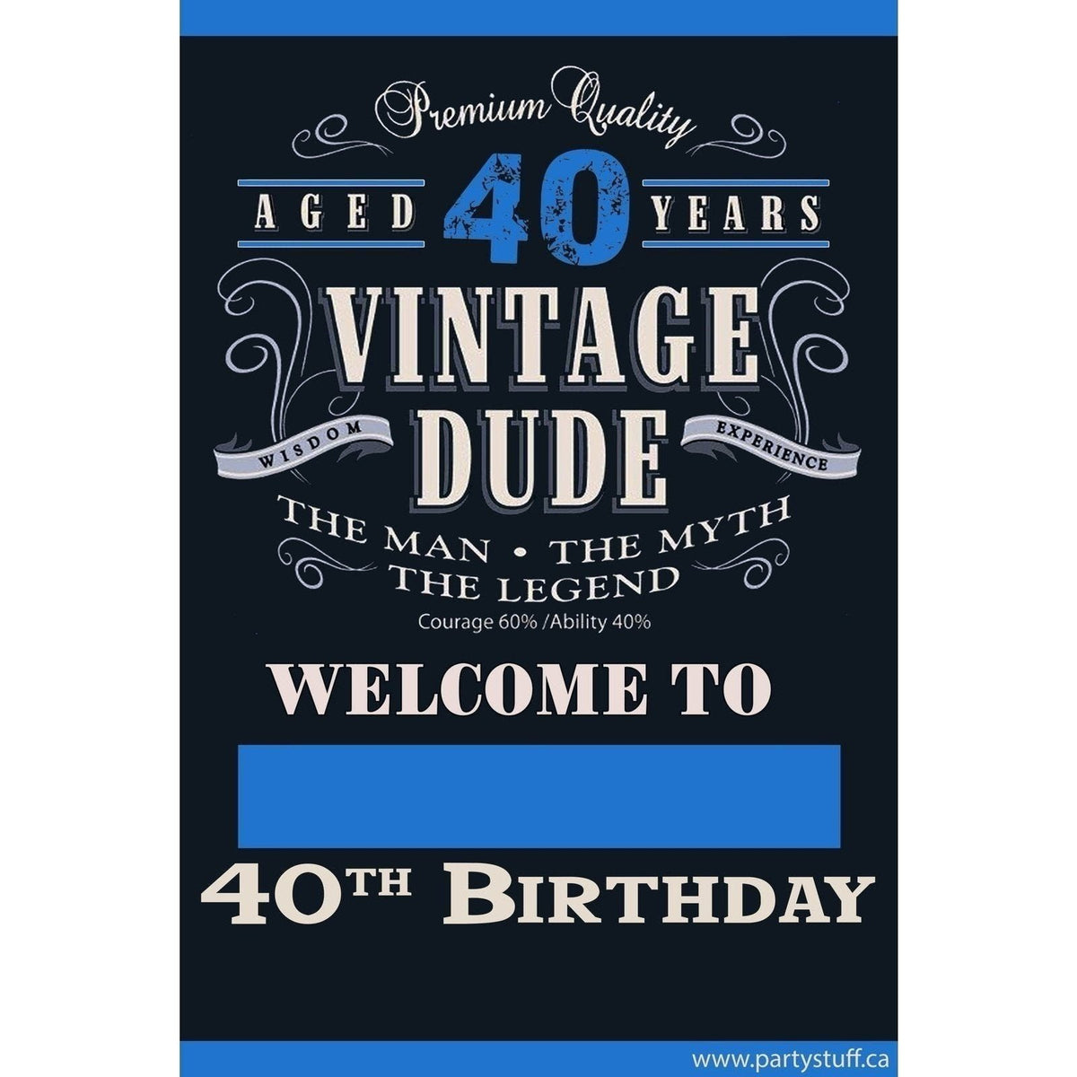 Yard Sign - Fill-In-The-Blank Vintage Dude Birthday 40