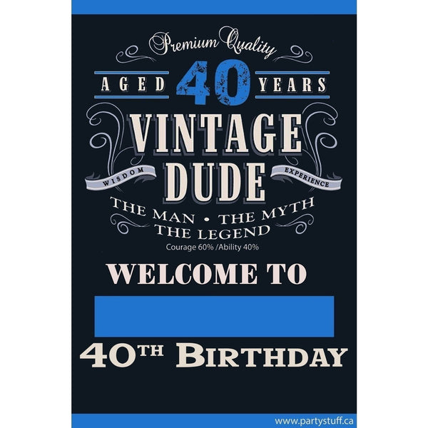 Yard Sign - Fill-In-The-Blank Vintage Dude Birthday 40