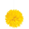 Yellow Sunshine Fluffy Paper Decorations, 3 Count