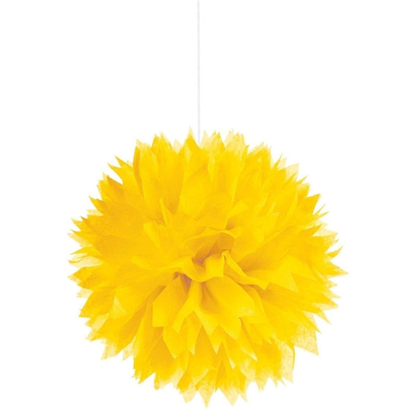 Yellow Sunshine Fluffy Paper Decorations, 3 Count